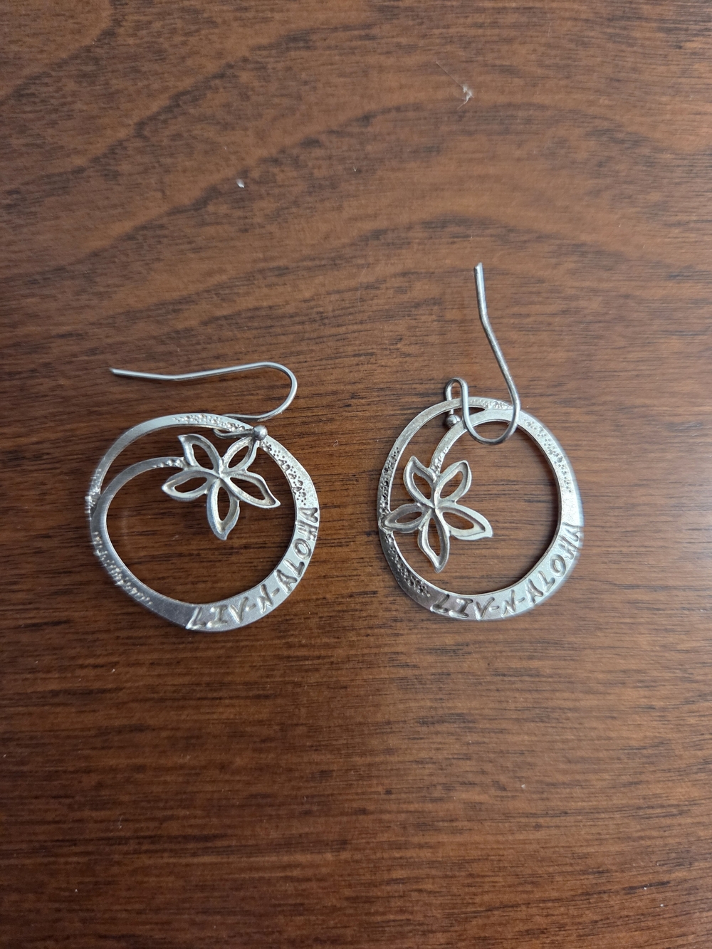 Silver Floral Hoop Drop Earrings - Women Jewelry